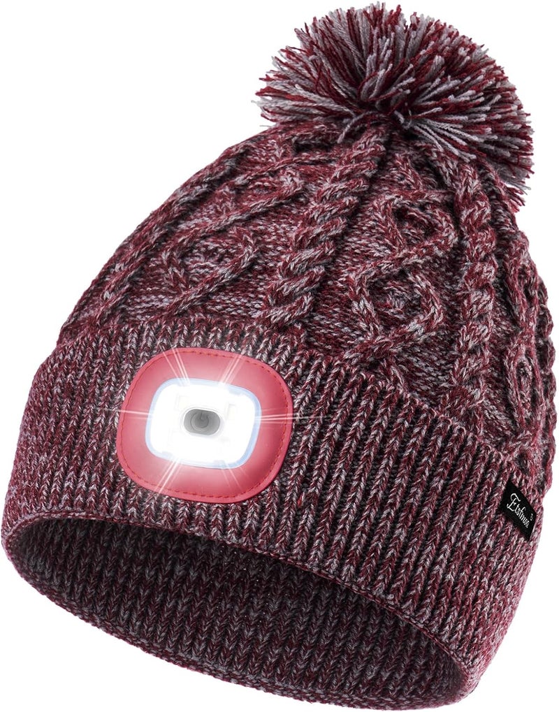 Etsfmoa Store Unisex Winter Beanie with The Light,Gifts for Men and Women,USB Rechargeable Headlamp Hat - Image 1